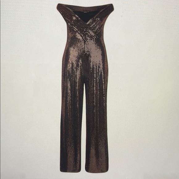 Sequin Off The Shoulder Wrap Leg Jumpsuit - Picture 3 of 3